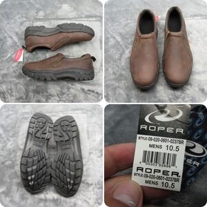 Roper Performance Shoes Men 10.5 Brown Leather Slip On Loafers Casual Loafer NWD